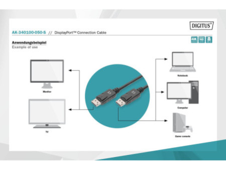 DIGITUS Câble de raccordement DisplayPort, mâle - mâle