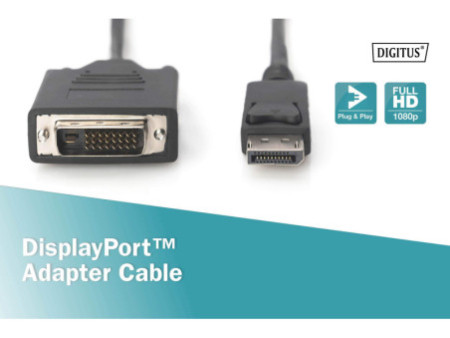 DIGITUS Câble adaptateur DisplayPort, DP - DVI-D 24+1, 3,0 m