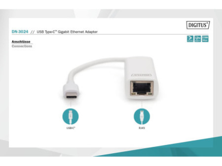 DIGITUS Adaptateur USB 3.0 vers Gigabit Ethernet, blanc