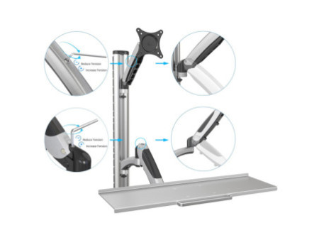 DIGITUS Support pour écran LCD/LED, avec porte-clavier