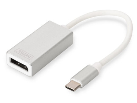 DIGITUS Câble adaptateur, DisplayPort - USB-C, blanc, 20 cm