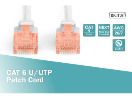 DIGITUS Câble de brassage, Cat. 6, U/UTP, 25 m, gris