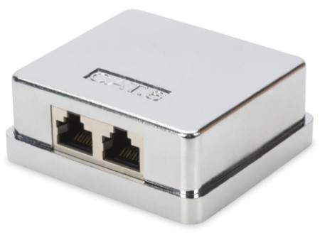 DIGITUS Boîtier en saillie Cat.6, 2 x RJ45, blindé, argent