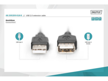 DIGITUS Rallonge USB 2.0, noir, 1,8 m