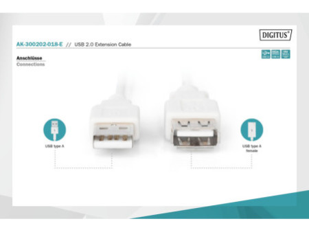 DIGITUS Rallonge USB 2.0, 1,8 m, beige