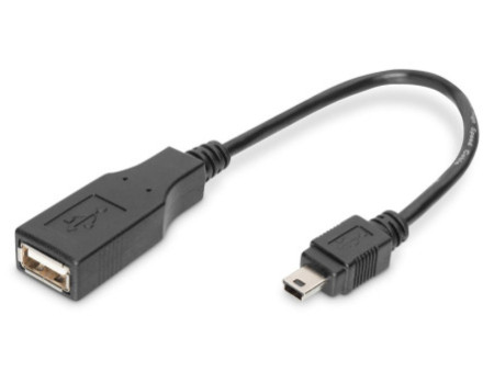 DIGITUS Câble adaptateur USB 2.0, mini USB-B - USB-A, 0,2 m