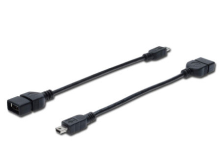 DIGITUS Câble adaptateur USB 2.0, mini USB-B - USB-A, 0,2 m