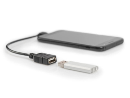 DIGITUS Câble adaptateur USB 2.0, micro USB-B - USB-A, 0,15m