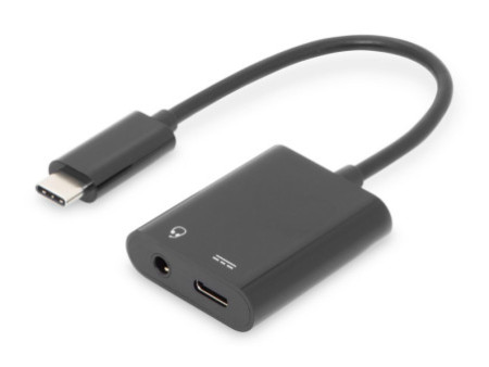 DIGITUS Câble répartiteur USB, USB-C + prise jack 3,5 mm