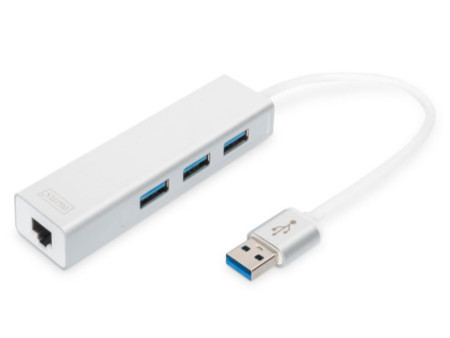 DIGITUS Hub USB 3.0 & adaptateur LAN Gigabit, 3 ports