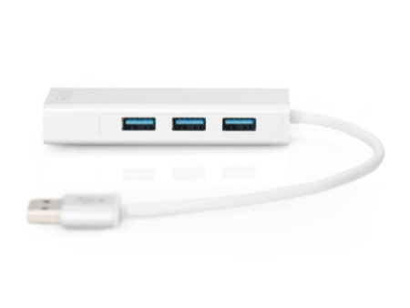 DIGITUS Hub USB 3.0 & adaptateur LAN Gigabit, 3 ports