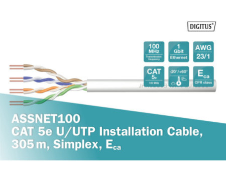 DIGITUS Câble d'installation U/UTP, cat. 5e, U/UTP, 100 MHz