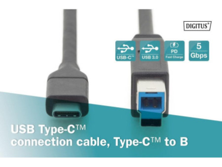 ASSMANN Câble de raccordement USB 3.0, USB-C - USB-B, 1,8 m