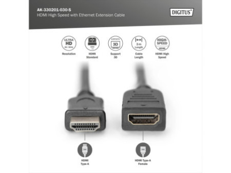DIGITUS Rallonge High Speed, HDMI-A, 3,0 m