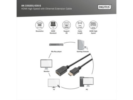 DIGITUS Rallonge High Speed, HDMI-A, 3,0 m