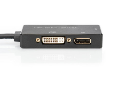 DIGITUS Convertisseur HDMI 3 en 1, HDMI - DP+DVI+VGA, 0,2 m