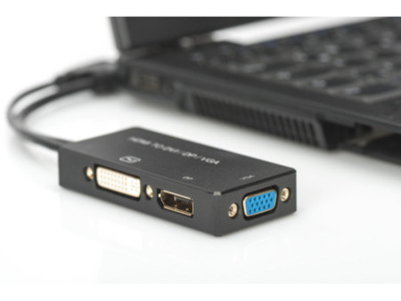 DIGITUS Convertisseur HDMI 3 en 1, HDMI - DP+DVI+VGA, 0,2 m