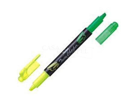 Pentel Surligneur 'TWIN CHECKER', 2 pointes, jaune / vert