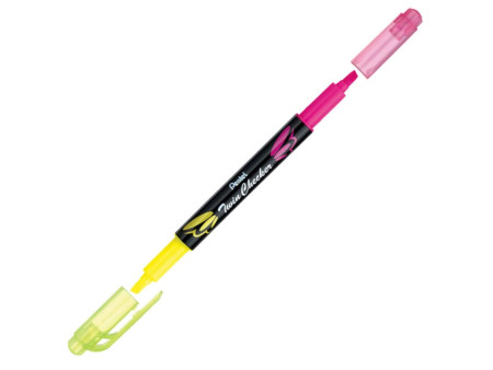 Pentel Surligneur 'TWIN CHECKER', 2 pointes, jaune / rose