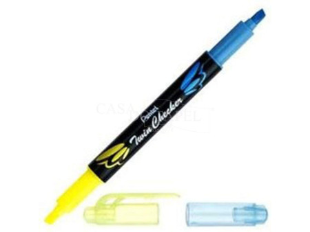 Pentel Surligneur 'TWIN CHECKER', 2 pointes, jaune / bleu