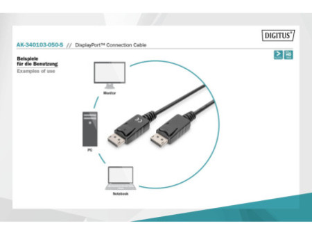 DIGITUS Câble de raccordement DisplayPort 1.1a, DP-DP, 5,0 m