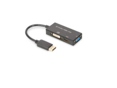 DIGITUS Convertisseur 3en1 DisplayPort 1.2, DP- HDMI+DVI+VGA
