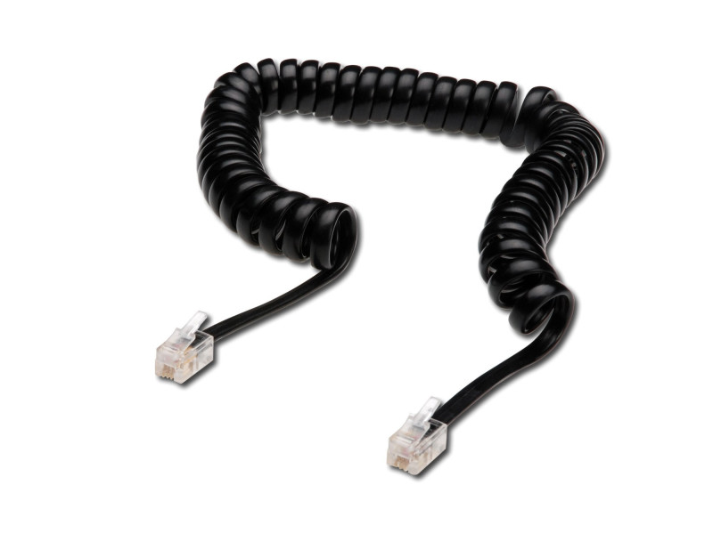 DIGITUS Cordon téléphonique spiralé, RJ10, 4,0 m