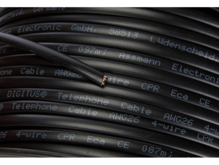 DIGITUS Câble méplat téléphonique,4 conducteurs, 100 m, noir