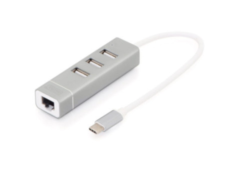 DIGITUS adaptateur USB 2.0 vers Fast Ethernet, 3 ports USB
