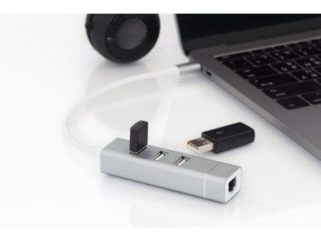 DIGITUS adaptateur USB 2.0 vers Fast Ethernet, 3 ports USB