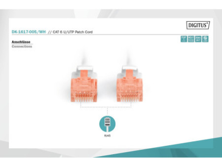 DIGITUS Câble de brassage, Cat. 6, U/UTP, 0,5 m, blanc