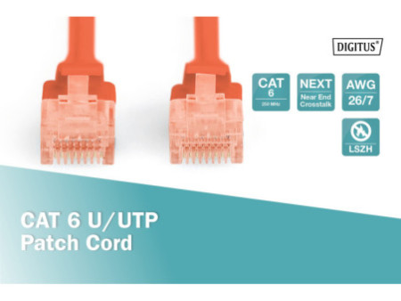 DIGITUS Câble patch, Cat. 6, U/UTP, 1,0 m, rouge