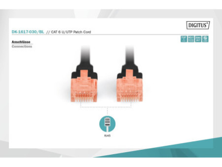 DIGITUS Câble patch, Cat. 6, U/UTP, 3,0 m, noir
