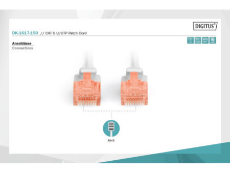 DIGITUS Câble de brassage, Cat. 6, U/UTP, 15,0 m, gris