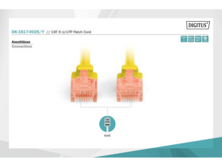 DIGITUS Câble patch, Cat. 6, U/UTP, 0,25 m, jaune