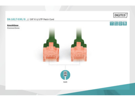 DIGITUS Câble de brassage, Cat. 6, U/UTP, 3,0 m, vert