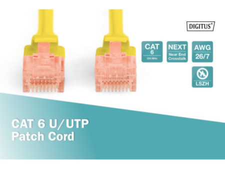 DIGITUS Câble patch, Cat. 6, U/UTP, 3,0 m, jaune