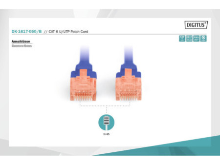 DIGITUS Câble de brassage, Cat. 6, U/UTP, 5,0 m, bleu