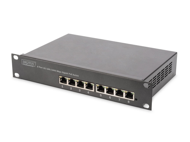 DIGITUS Switch 10' Gigabit Ethernet PoE, 8 ports