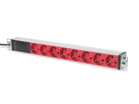 DIGITUS Bloc multiprise 19' 8 ports 1 U, avec parasurtenseur