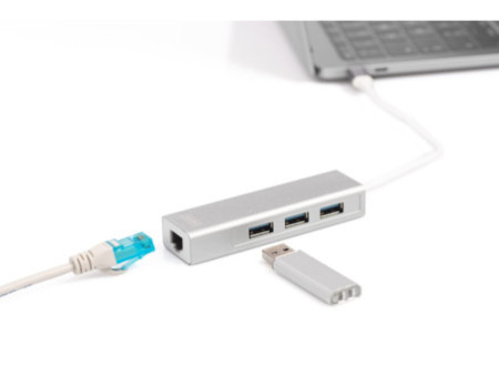DIGITUS Hub USB 3.0 Super Speed, 3 ports + éthernet