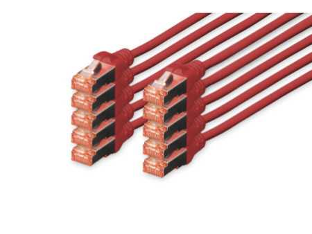 DIGITUS Câble de brassage Cat.6, S/FTP, 0,50m, par 10, rouge