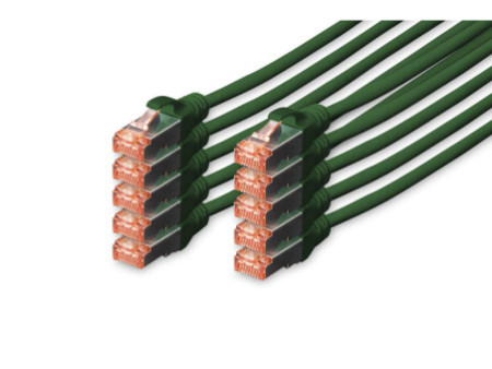 DIGITUS Câble de brassage Cat.6, S/FTP, 2,0 m, par 10, vert