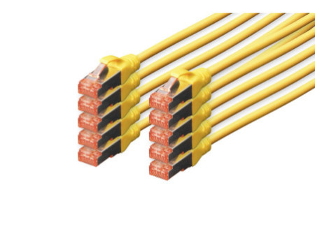 DIGITUS Câble de brassage Cat.6, S/FTP, 3,0 m, par 10, jaune