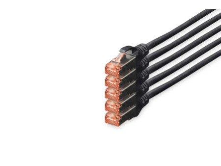 DIGITUS Câble patch Cat. 6, S/FTP, 10,0 m, set de 5, noir