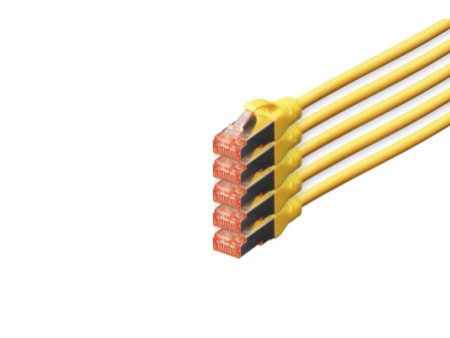 DIGITUS Câble patch Cat. 6, S/FTP, 10,0 m, set de 5, jaune