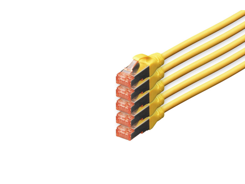 DIGITUS Câble patch Cat. 6, S/FTP, 10,0 m, set de 5, jaune