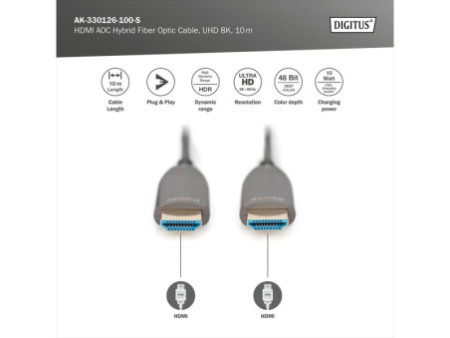 DIGITUS Câble de fibre optique hybride HDMI AOC, UHD8K, 10 m