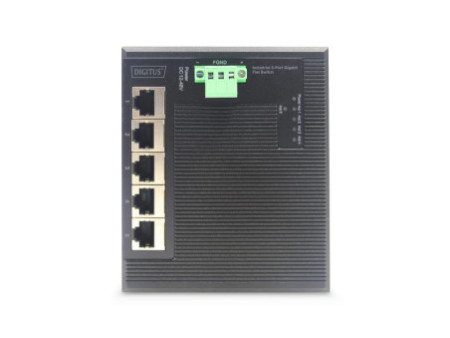 DIGITUS Commutateur industriel plat Gigabit, 5 ports, IP40