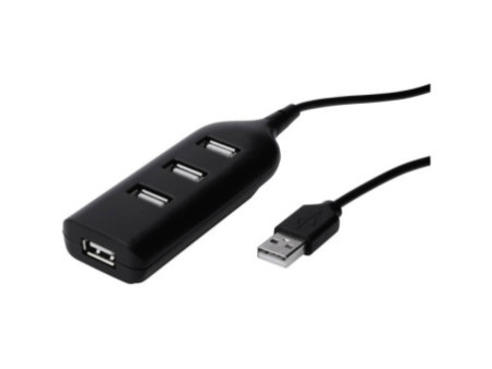 DIGITUS Hub USB 2.0, 4 ports, longueur câble : 300 mm, noir